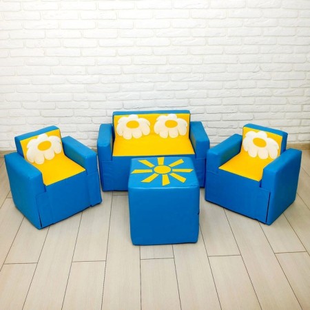 Game set of furniture "Sun", 2 chairs, puff, sofa, mix-9