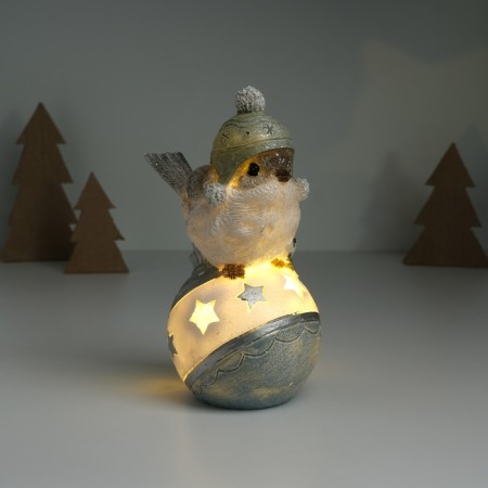 Souvenir Polystone Light "Voriski in a hat sits on the New Year's ball" Gray 7.6x9.5x15 cm-1