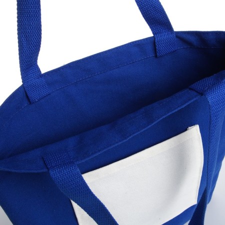 Hooper bag without fastening, from textiles, blue/white color-2