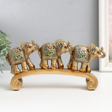 Polystone souvenir "Three elephants on the arc - exotic flowers" 27x5.5x13.5 cm