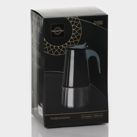 Coffee machine geyser Magistro Classic Black, 6 cups, 300 ml, black color-7