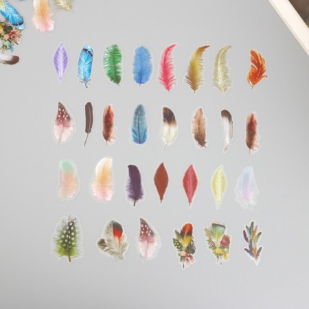 Stickers for creativity PLC PVC "Bright feathers" set 60 pcs 10x14 cm
