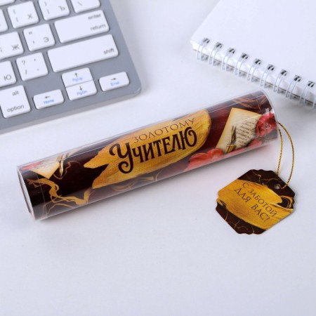 Pen in the “golden teacher” tube, plastic, blue paste, writing 1 mm node-2