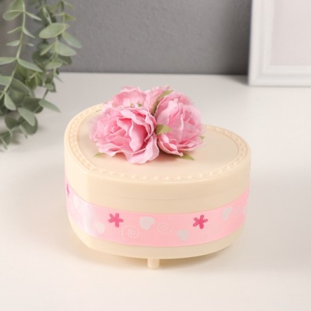 Musical Mechanical Monkey Casket "Delicate Roses" Milk 12x13.5x10.5 cm-3