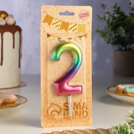 Candle in the cake "Watercolor", number 2, 9 cm, giant-1