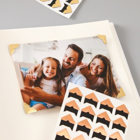 A set of corners with a pocket for photos 24 corners "style" gold 12.5x9 cm mix-6