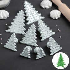 A set of seals for the dough and marzipan of the “Christmas tree”, 8 pcs, d = 4/6/8.5/10 cm, h = 3.5 cm