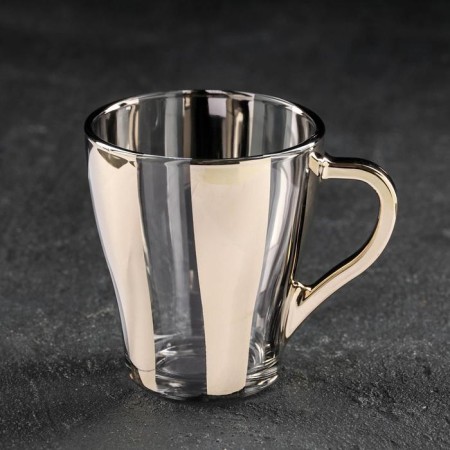 Glass mug "Serpentine", 250 ml, gold color