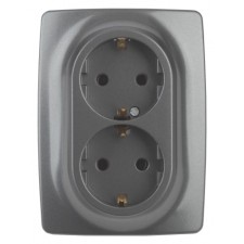 2x2p+E Schuko, 16A-250V, IP20, ERA12, graphite