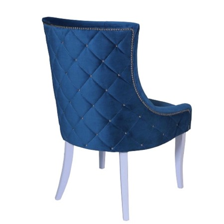 Chair "Marzio", velor fabric, Molding Nickel, support massif white, color ocean-1
