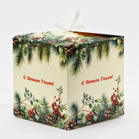 New Year. The box is folding, a gift New Year's "spruce branch" 14 x 14 x 14 cm.-1
