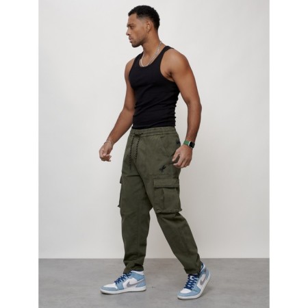 Cargo jeans men, size 46-48, khaki color-1