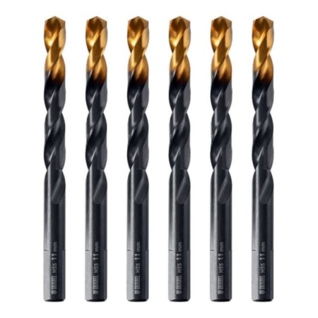 Drill Denzel 717223, 11 mm, HSS-Tin, Golden Tip, 6 pcs.