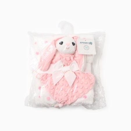 A blanket with a toy Kroshka I "Bunny" 75*90cm, col. pink-9