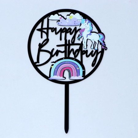Topper "Happy Birthday", unicorn
