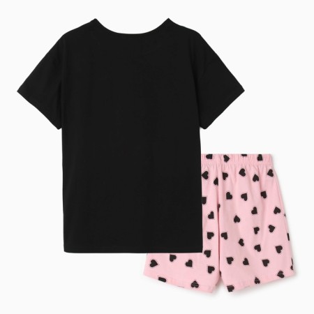 Female home set (T -shirt/shorts), black/pink color, size 46-6