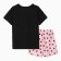 Female home set (T -shirt/shorts), black/pink color, size 46