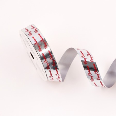 Ribbon for decor and gifts, "Merry Christmas", Red, 2 cm x 50 m-1