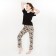Female set (T -shirt, trousers), black color, size 44