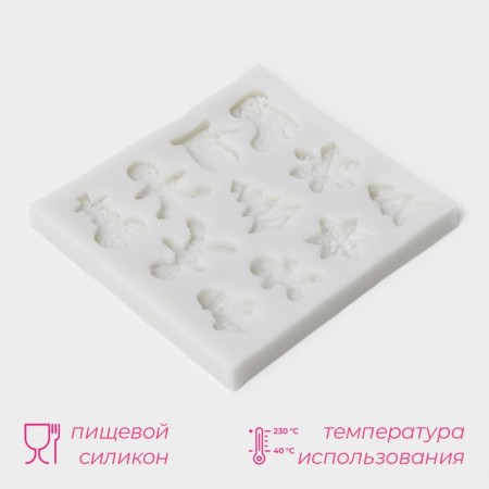Mold Dolyana "New Year", silicone, 8.7 × 8.3 × 0.7 cm, color gray color-1