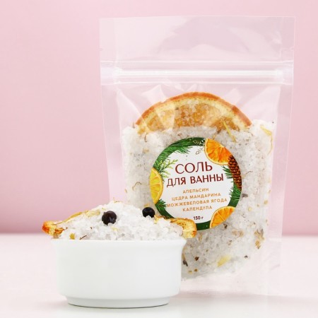 New Year. Bath salt with orange and mandarin zest, 150 g-1