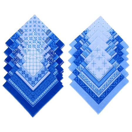 Men's handkerchiefs "Ethel" size 30x30 cm, (set 12 pcs,), blue color, MIX drawing