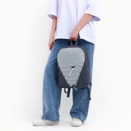 School textile school with lacing, 38x29x11 cm, gray-10