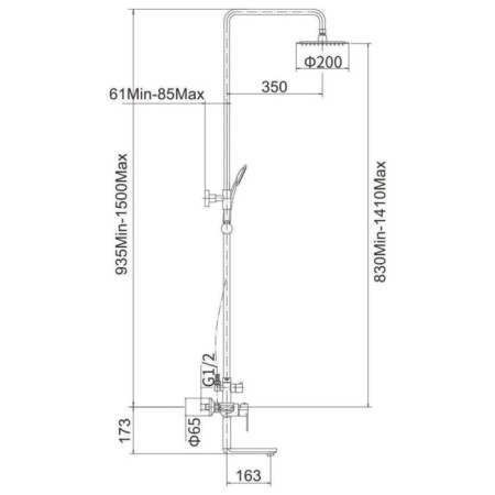 The shower system Fashun A52419, pour 102 mm, tropical shower, shower, satin-1