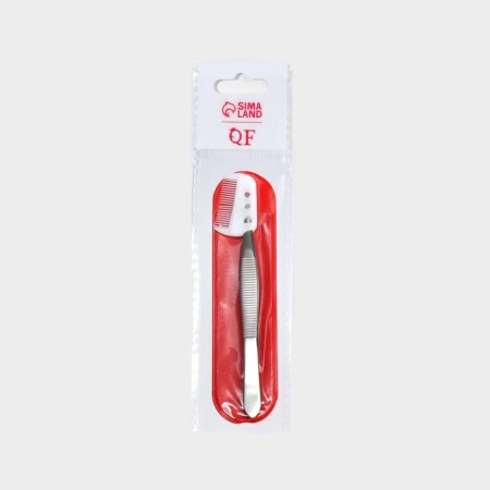 Pinzet straight, narrow, with a comb, 8.8 cm, in a case, color mix-4