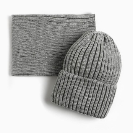Kit for girls (hat, snood), gray color, size 50-54-3