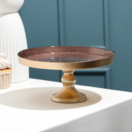 A dish on the leg Victoria Marrone, glass, d = 21 cm-1
