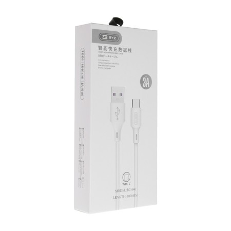 BYZ BC-040, Type-C cable-USB, 3 A, 1 m, silicone, white-3