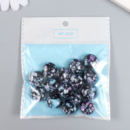 Beads for creativity plastic "Marble. Violet-blue" set of 15 pcs 1.7x1.7x1 cm-2