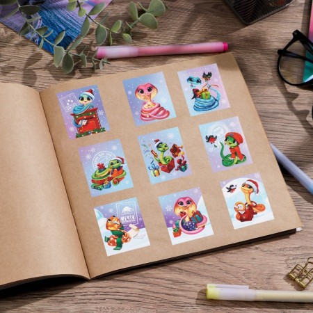Paper stickers "Snakes", 11 x 15.5 cm, New Year-3