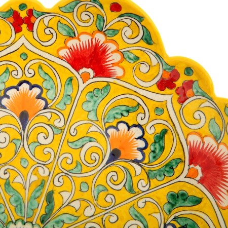 Largan Rishtan ceramics "Flowers", 31 cm, yellow mix, corrugated-11