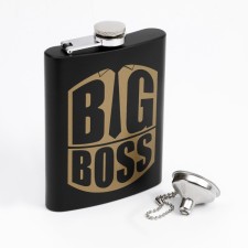 Big Boss alcohol flask, stainless steel, gift, 240 ml, with a funnel