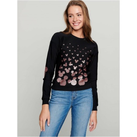 Female sweatshirt CONTE ELEGANT, XXS size, Black-Dusty Rose color