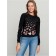 Female sweatshirt CONTE ELEGANT, XXS size, Black-Dusty Rose color