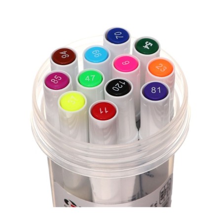 Set of markers for sketching bilateral 12 pieces/12 colors-1