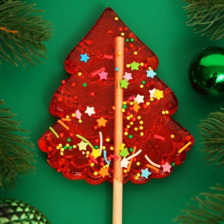 Caramel on a stick "Christmas tree Big", red, 55 g