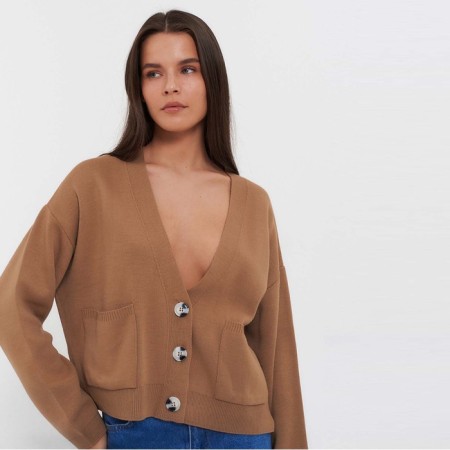 Cardigan female, brown color, size One size (42-46)