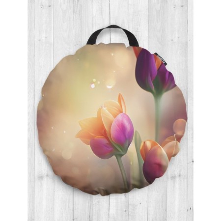 Siddle pillow "Morning with tulips", decorative, d = 52 cm