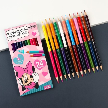 Color pencils, 24 colors, bilateral, Minnie Mouse-6