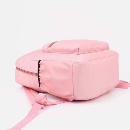 A backpack with a zipper, 3 outer pockets, pink color-2