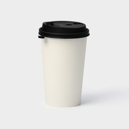 A plastic disposable lid for a glass, with a valve, a pet, d = 9 cm, the color is black, 50 pcs/un-5