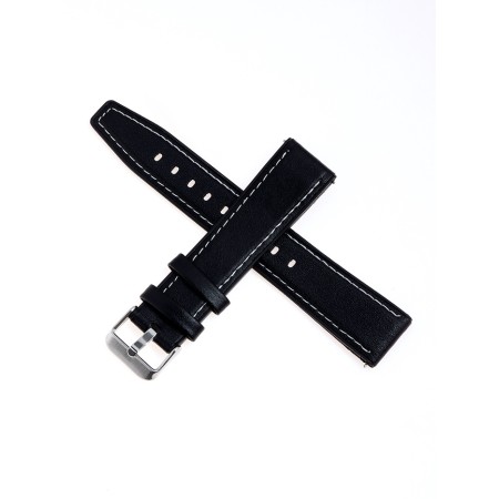 Watch strap with fast-removable hairpins, 20 mm, eco-leather, L-22 cm, black