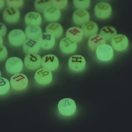 Acrylic bead phosphorus “letters Russian” mix, 7 × 4 mm, set 10 g, color mix-1
