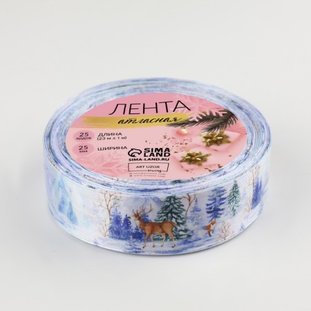 Satiner tape "Fairytale Forest", 25 mm, 23 ± 1 m-2
