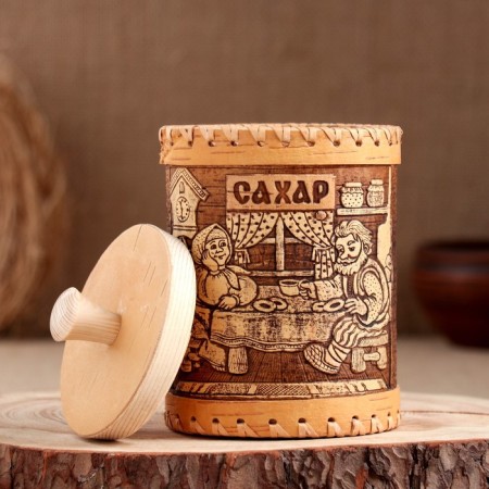 Tueyes "Sugar. Tea Party", 10 x 10 x 15 cm, birch bark-2