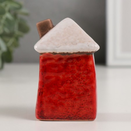 Souvenir Ceramics "Red House with a White Roof" 5.4x4.3x8.5 cm-3